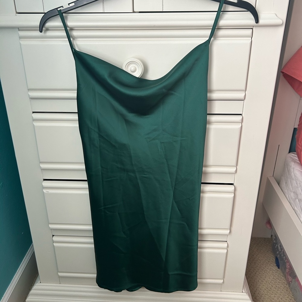 Oh Polly Emerald Green Cowl neck mini dress